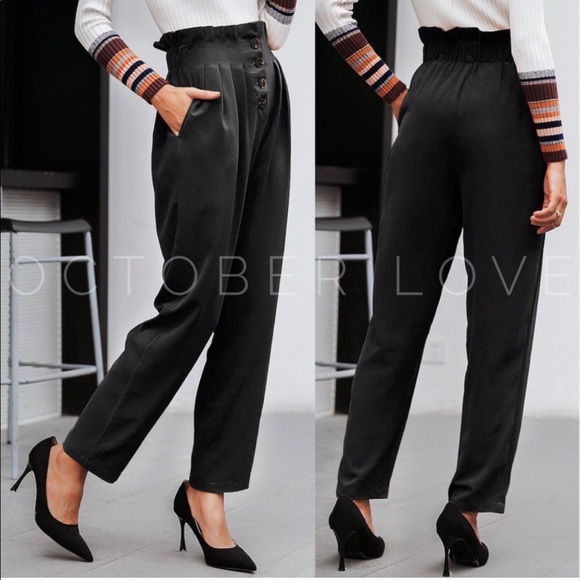 NWT! Clearance Black paperbag high waist pants - Picture 2 of 2
